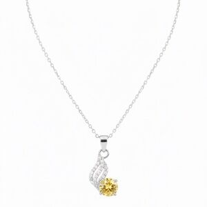 Yellow Moissanite Pendant Necklace (.925 Sterling Silver, 6.5mm Stone)